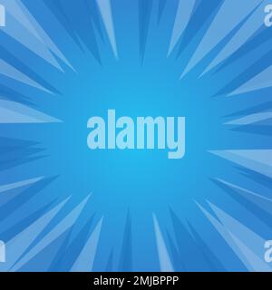 square blue starburst pop art background, vector illustration Stock Vector