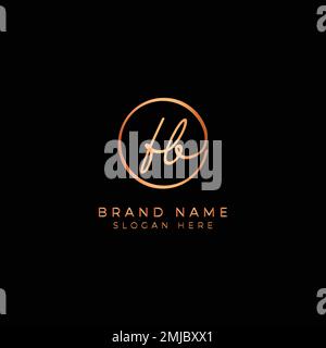 F, B, FB Initial letter handwritten and signature vector logo. Business template in round shape line art Stock Vector
