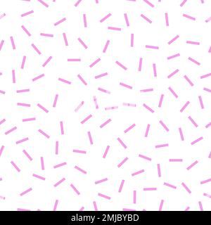 Abstract dash confetti pattern. Minimal seamless vector chaotic dashes pattern. Pink on white. Stock Vector