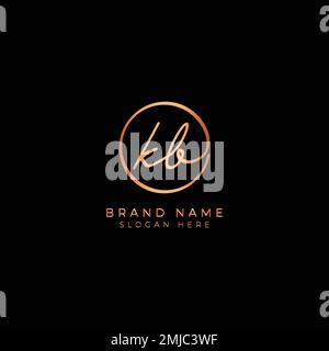 K, B, KB Initial letter handwritten and signature vector logo. Business template in round shape line art Stock Vector