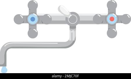 Cold and hot water tap. Cartoon valve icon Stock Vector