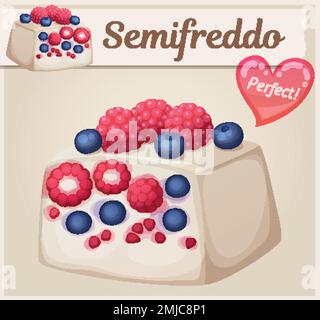 Mixed berries semifreddo icon. Cartoon vector food illustration Stock Vector