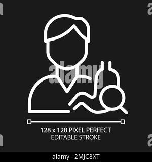 Gastroenterology pixel perfect white linear icon for dark theme Stock Vector