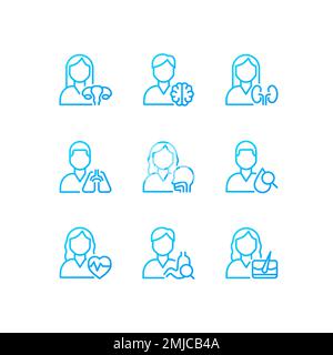 Hospital services pixel perfect gradient linear vector icons set Stock Vector