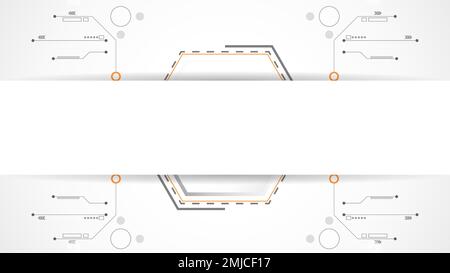 white grey polygon technology background abstract. technology with line digital color grey, orange, dot, hi-tech, vector. polygon technological for Stock Vector