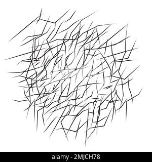 Ice crack realistic sketch Black line isolated no white. Fissure broken earth effect transparent background. Icy scratches. Lightning flat doodle Stock Vector
