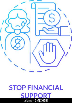 Stop financial support blue gradient concept icon Stock Vector