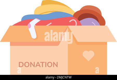 Donation icon. Cardboard box with clothes. Charity symbol isolated on white background Stock Vector