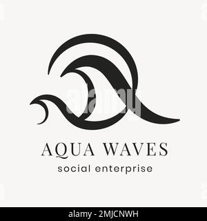 Aqua business logo template, professional creative black flat design vector Stock Vector
