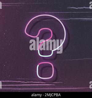 Pink neon glow question mark symbol vector font typography Stock Vector