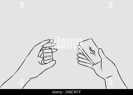 Vaccination hand drawn vector, big pharma concept Stock Vector