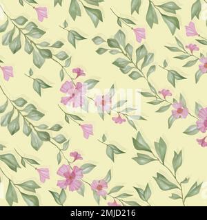 Spring floral pattern with daisies in pastel colors. Vector seamless wildflowers print hand drawn. watercolor vector illustration Stock Vector