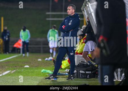 Deinze, Belgium. 27th Jan 2023. Head Coach Nicky Hayen of Club NXT pictured during a soccer game between KMSK Deinze and Club Brugge NXT youth team during the 20 th matchday in the Challenger Pro League for the 2022-2023 season ,  on  Friday 27 January 2023  in Deinze , Belgium . PHOTO SPORTPIX | Stijn Audooren Credit: David Catry/Alamy Live News Stock Photo