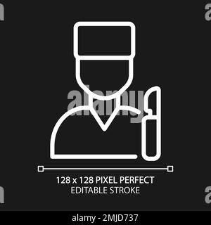 Surgical care pixel perfect white linear icon for dark theme Stock Vector