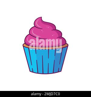 Cupcake. Vector illustration in flat cartoon style. Stock Vector