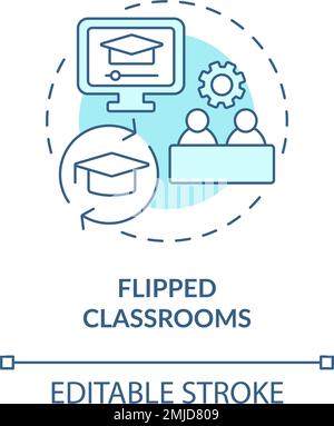 Flipped classrooms turquoise concept icon Stock Vector