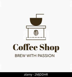 Coffee shop logo, food business template for branding design vector, brew with passion text Stock Vector