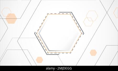 white grey polygon technology background abstract. technology with line digital color grey, orange, dot, hi-tech, vector. polygon technological for Stock Vector