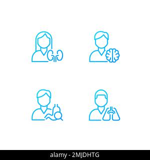 Internal organs treatment pixel perfect gradient linear vector icons set Stock Vector