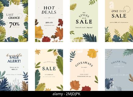 Editable leaf template vector in paper craft style collection compatible with AI Stock Vector