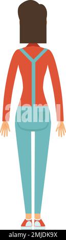 Woman in overalls rear view. Professional female worker Stock Vector