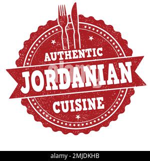 Jordanian cuisine grunge rubber stamp on white background, vector illustration Stock Vector