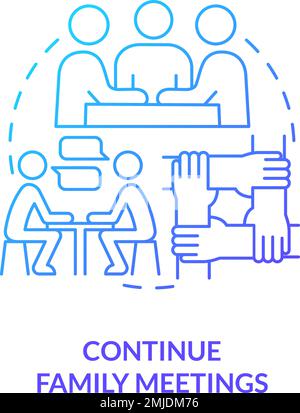 Continue family meetings blue gradient concept icon Stock Vector
