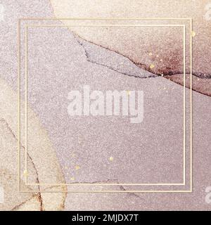 Gold frame on pink glitter background vector Stock Vector
