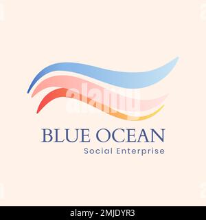 Aesthetic ocean logo template, creative water illustration for business vector Stock Vector