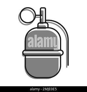 Linear filled with gray color icon. Combat Offensive Defensive Grenade With Ring. Explosive Objects, Soldier Weapon. Simple black and white vector Iso Stock Vector
