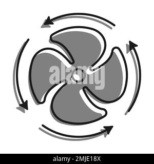 Linear filled with gray color icon. Fan Blades Of Air Conditioner With Rotation Direction Arrows. Maintaining Comfortable Temperature In Summer. Simpl Stock Vector