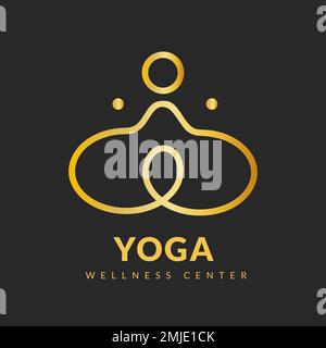 Modern yoga logo template, classy gold wellness business vector Stock Vector