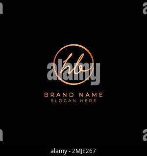 H, B, HB Initial letter handwritten and signature vector logo. Business template in round shape line art Stock Vector