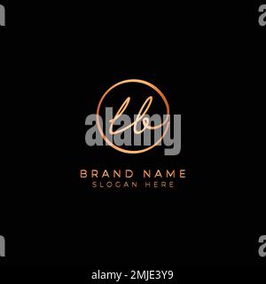 L, B, LB Initial letter handwritten and signature vector logo. Business template in round shape line art Stock Vector
