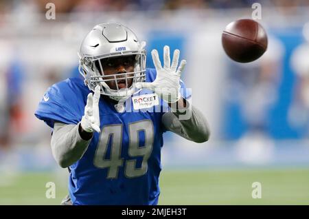 Detroit Lions safety C.J. Moore prays in the end zone before an NFL football  game against the Chicago Bears Sunday, Nov. 13, 2022, in Chicago. (AP  Photo/Charles Rex Arbogast Stock Photo - Alamy