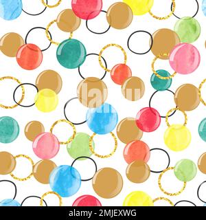 Vector celebration background. Seamless pattern with colorful watercolor bubbles. Stock Vector