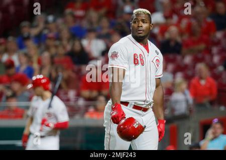 Pittsburgh Pirates' Daniel Vogelbach reacts after a called third strike by  home plate umpire Larry Vanover during the first inning of the team's  baseball game against the Atlanta Braves on Friday, June