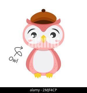 Owl bird cartoon characters with clothes . Vector . Stock Vector