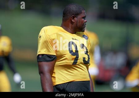 Pittsburgh Steelers quarterback Ben Roethlisberger (7) during an NFL  football training camp practice in Latrobe, Pa., Friday, July 26, 2019. (AP  Photo/Keith Srakocic Stock Photo - Alamy