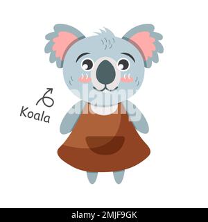 Koala bear cartoon characters with clothes . Vector . Stock Vector