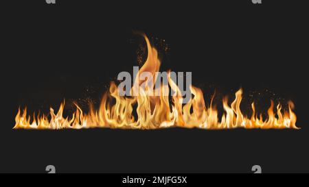 Burning flame border sticker, realistic fire image vector Stock Vector