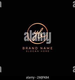 Y, B, YB Initial letter handwritten and signature vector logo. Business template in round shape line art Stock Vector