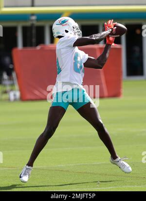 Miami Dolphins wide receiver Isaiah Ford (87) warms up before