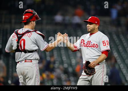 Philadelphia Phillies catcher J.T. REALMUTO during the MLB game between the  Philadelphia Phillies and the Houston Astros on Friday, April 28, 2023, at  Stock Photo - Alamy