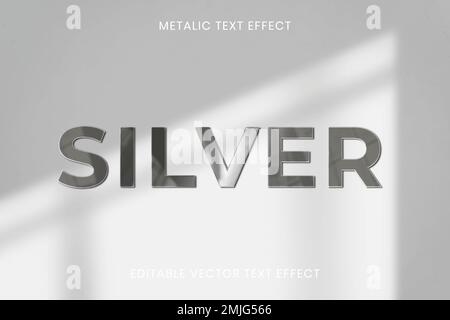 Metallic text effect vector editable template Stock Vector