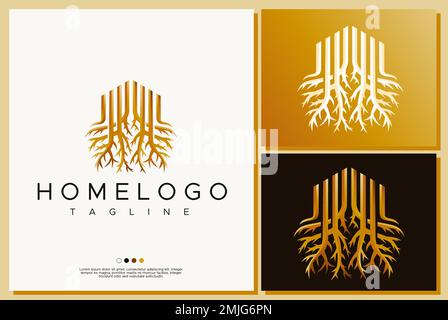 Root home logo design template. Stock Vector