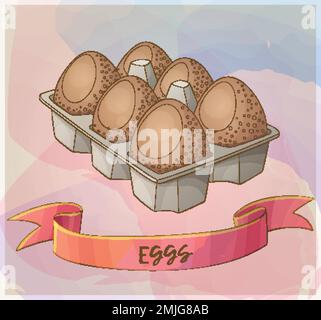 Eggs in carton illustration. Cartoon vector icon Stock Vector