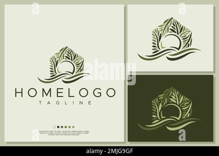 Palm home logo design graphic. Stock Vector