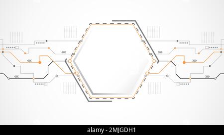 white grey polygon technology background abstract. technology with line digital color grey, orange, dot, hi-tech, vector. polygon technological for Stock Vector