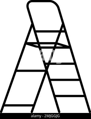 Painter ladder icon outline vector. Wood construction. Portable tool ...